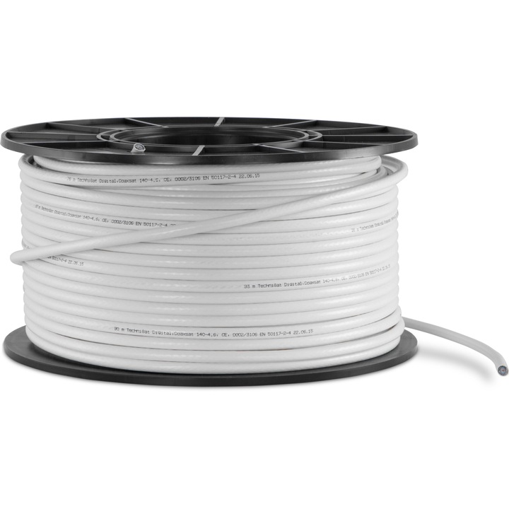 Cablul Coaxial, TechniSat, CoaxSat 140-4.6, 100 m, alb