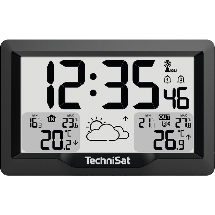 Метеорологична станция, TechniSat, IMETEO 300, термометър и влагомер, външна 60m, светещ екран