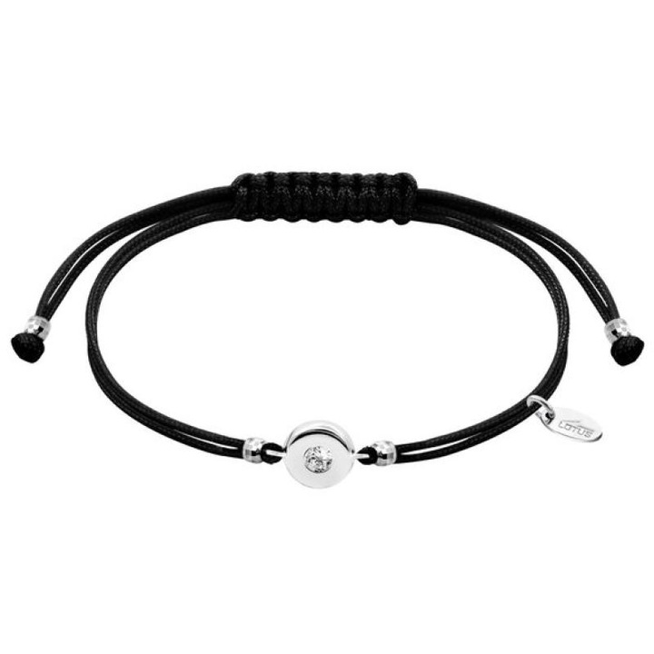 Bratara, LOTUS SILVER, 16cm, neagra, cu zirconii stralucitoare