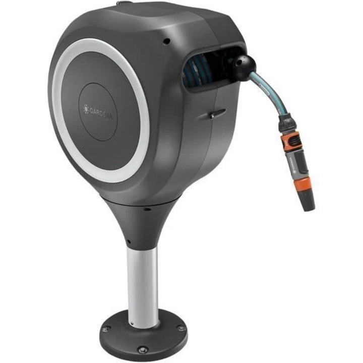 Tambur automat pentru terasa - GARDENA - RollUp - M - Alb - Lungime 20 m - Furtun 13 mm