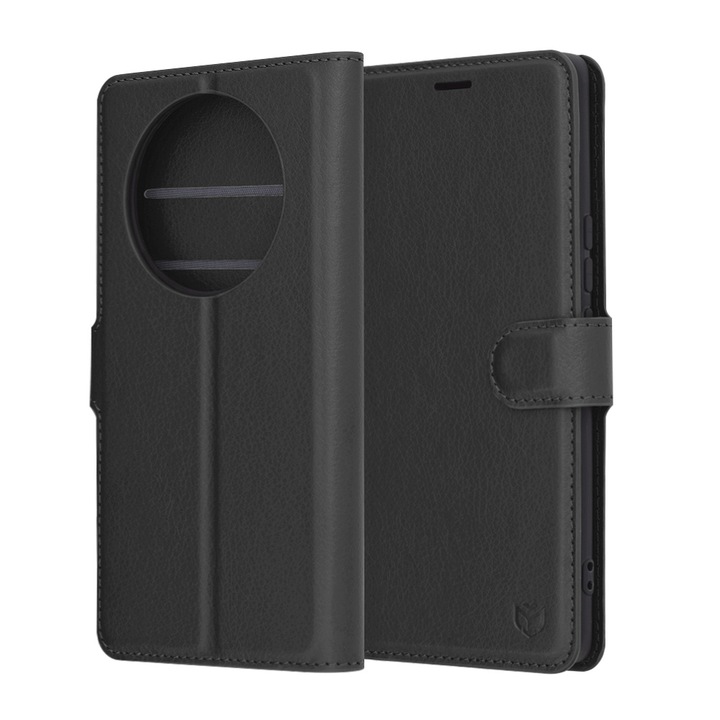 Калъф за Honor Magic 7 Lite тип книга, кожено фолио, функция за стойка, първокласно качество, анти-шок, подобрена защита, черен