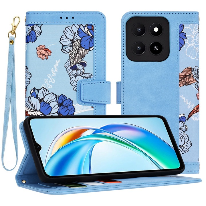 Кейс за Honor X5b, I73, Еко кожа, Vibrant Blue