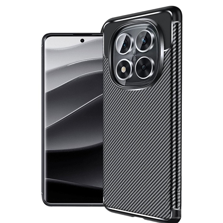 Калъф за Xiaomi Redmi Note 14 Pro 5G / Redmi Note 14 Pro+ 5G / Poco X7, CarbonFiber, със защита на камерата, BzStore