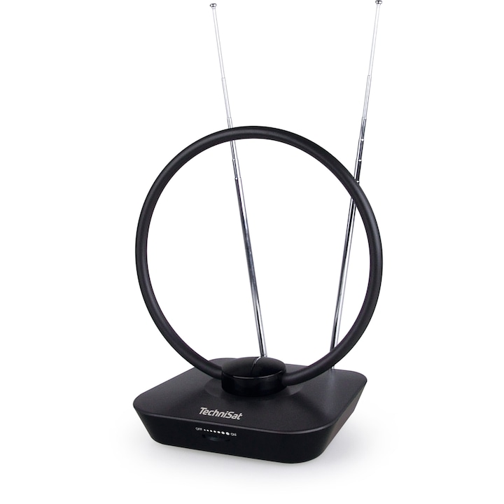 Antena, TechniSat, DIGITENNE TT4, Receptie DVB-T/T2, Filtru LTE/5G, Amplificator reglabil, Negru