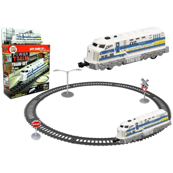 Trenulet electric, Pro Kids, locomotiva, efecte sonore si luminoase, 135cm, 15cm