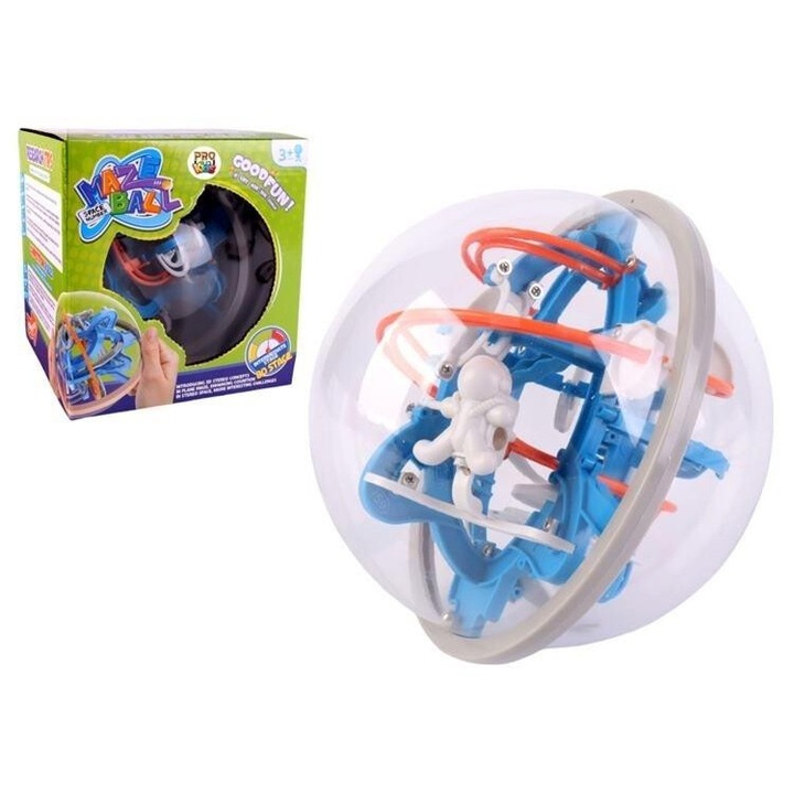 3D labirintus játék, Pro Kids, kézügyesség fejlesztő, átlátszó/kék, 19 cm, műanyag