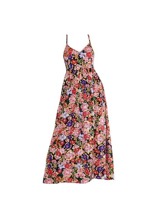 Jormftte maxi ruha, kivágott, hát nélküli, ujjatlan, fekete, partiruha