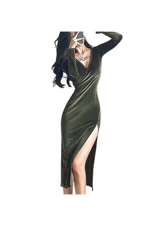 Klubruha, Jormftte, V-ujjú, V-nyakú, zöld, könnyű anyagból készült