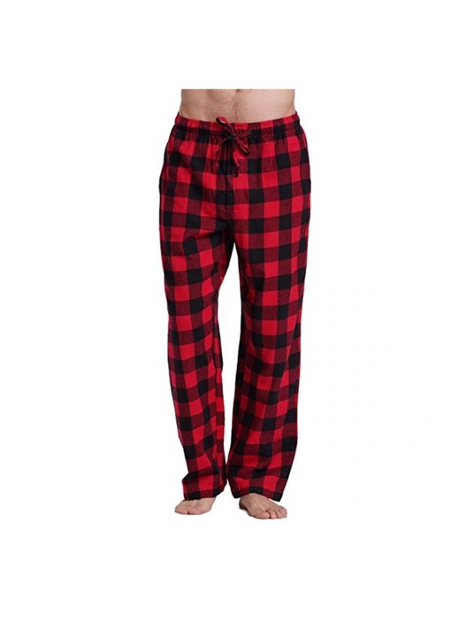 Női pizsama, Jormftte, kockás alkalmi nadrág, magas derék, piros, poliészter, 2XL INTL