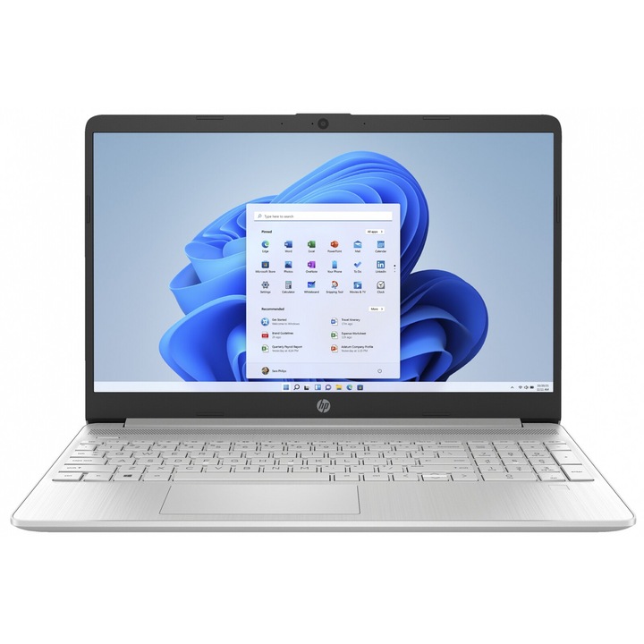HP 15s Laptop 15,6" Full HD IPS, processzor AMD Ryzen™ 3 5300U 3,8 GHz-ig, 8 GB RAM DDR4 3200 MHz, 256 GB SSD, AMD Radeon Graphics, Nemzetközi billentyűzet, Windows 11 Home, Természetes ezüst