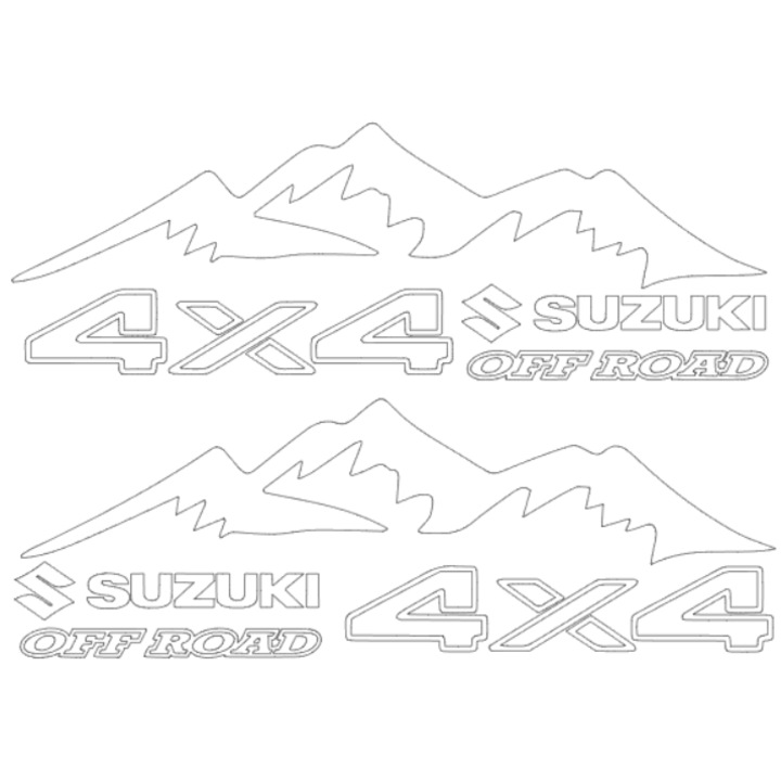 Set Stickere Off Road, SUZUKI 4x4, Alb, 40 cm x 14 cm