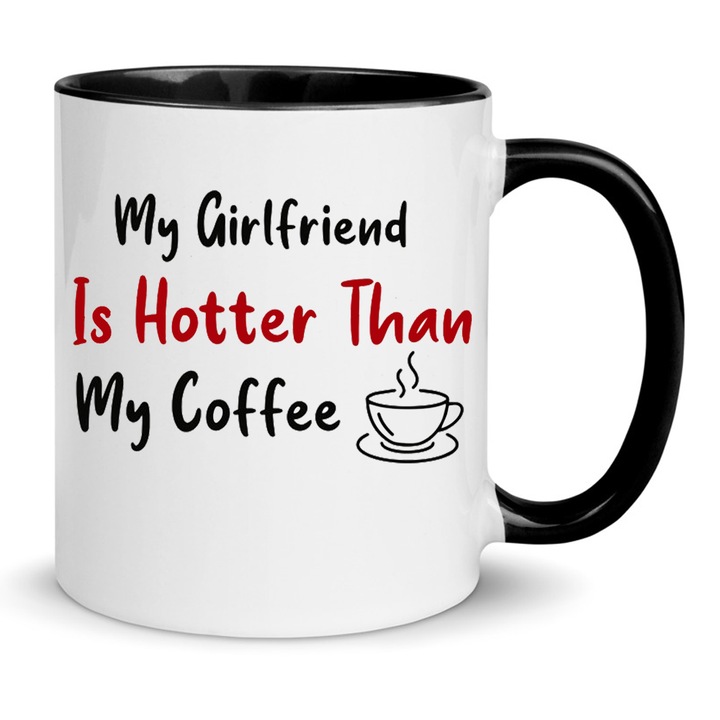 Cana din portelan, Chn, 330ml, alb si negru, mesaj amuzant