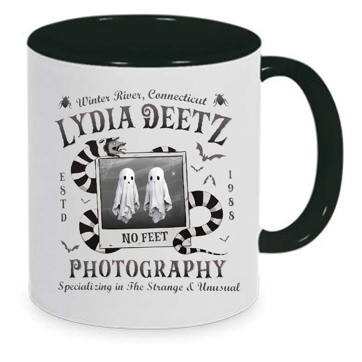 Cana ceramica Beetlejuice, Lydia Deetz, 330ml, interior negru