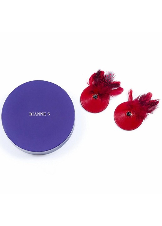 Set accesorii BDSM, Rianne S, piele, cristale Swarovski, rosu