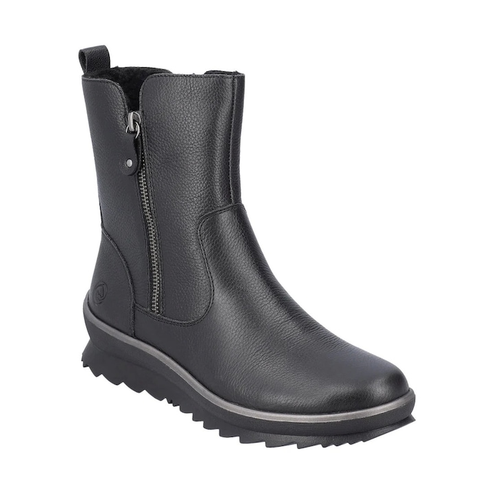 Ghete clasice dama, Remonte, Piele naturala, Negru