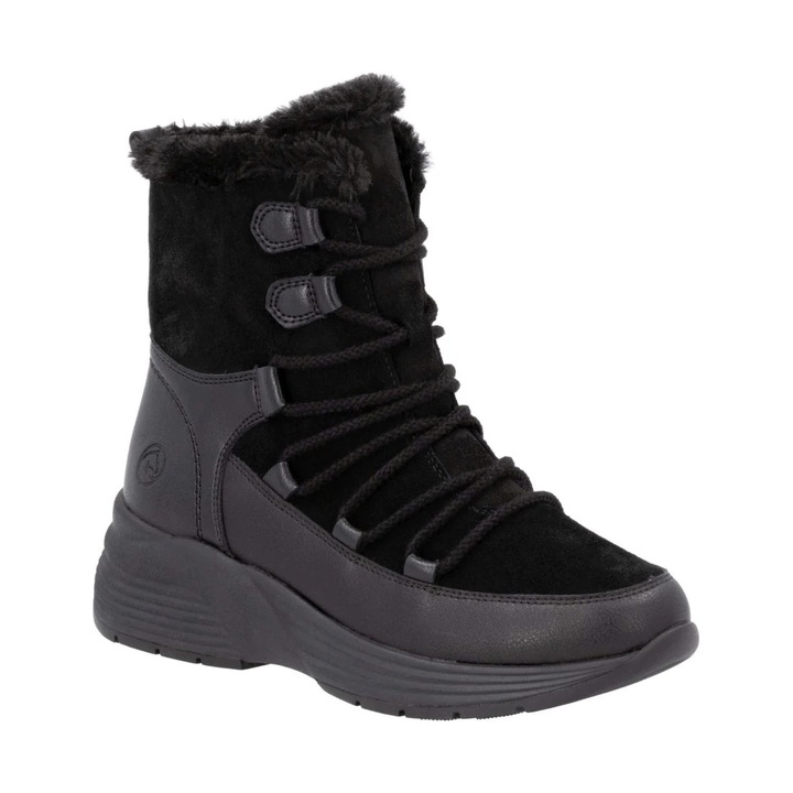 Ghete casual dama Remonte, piele naturala, negru
