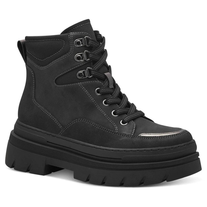 Ghete dama, Marco Tozzi, casual, textil/sintetic, negru