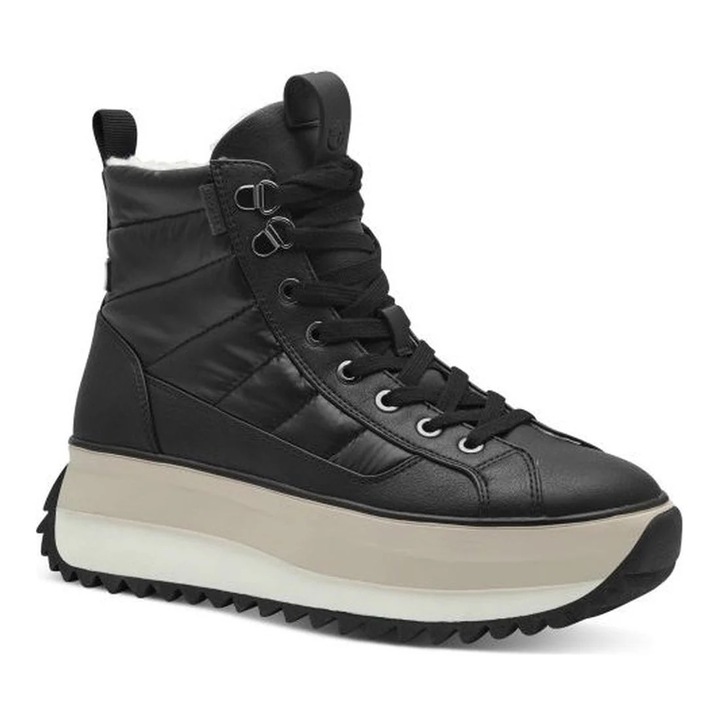 Дамски боти, Tamaris, синтетика, черно/бяло