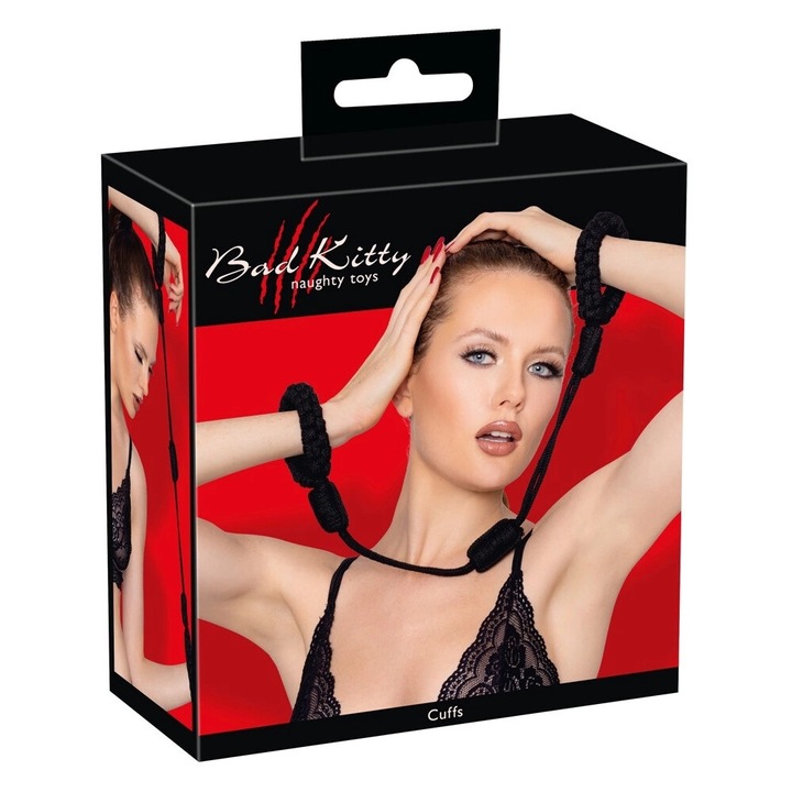 Set incheieturi Bad Kitty, 100% bumbac, negru, dimensiune 2