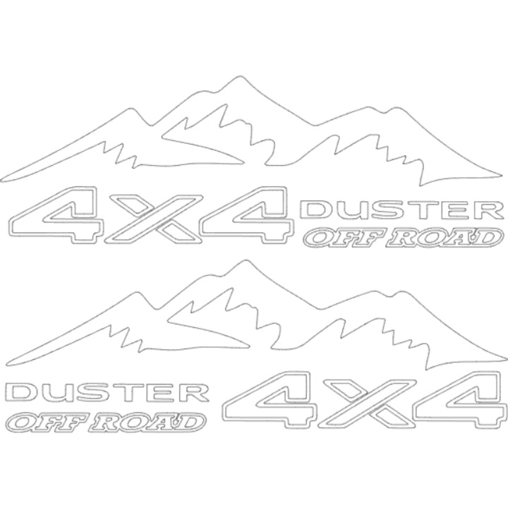 Set Stickere Off Road, DUSTER 4x4, Alb, 40 cm x 14 cm