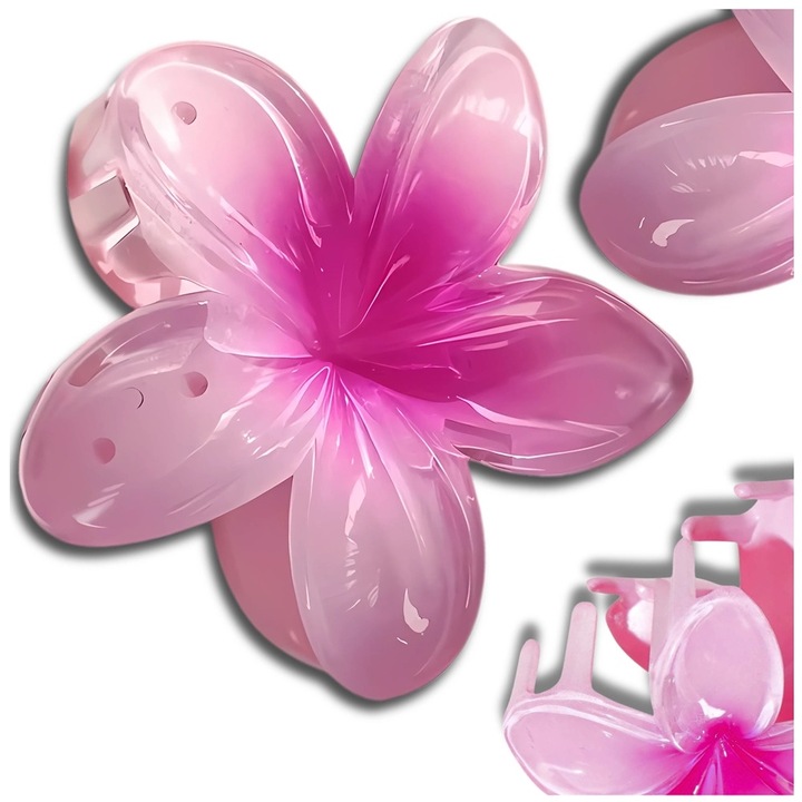 Clame de par, Edibazzar, Roz, 8 cm Floare pentru par Decor Plastic Hawaiiana