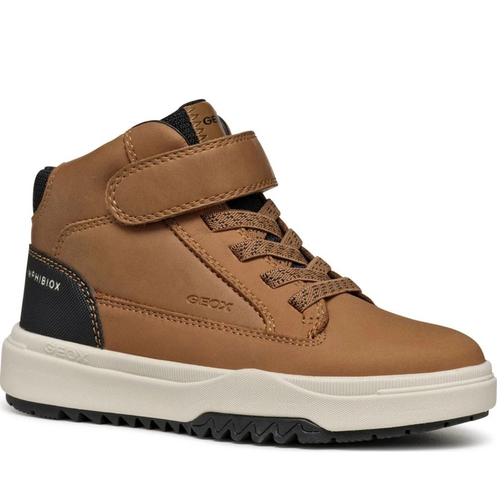 Ghete sport baieti Geox, piele naturala/poliuretan/poliester, maro/negru