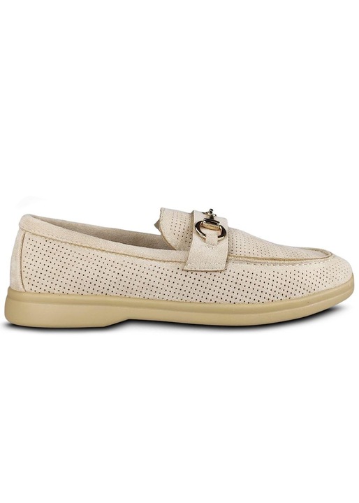 Дамски мокасини Permani, Oksi, велур, бежови, 37