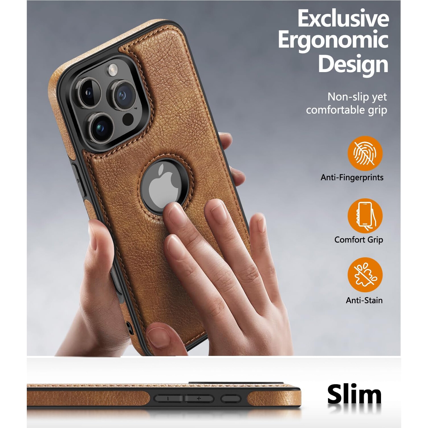 Husa pentru iPhone 16 Pro Max, CloudCradle, Compatibila pentru iPhone 16 Pro Max 6.9" Husa din piele premium, husa de lux, eleganta si frumoasa cu design vegan Scut de protectie Maner anti-alunecare Piele cu cusaturi perfecte cu aspect vintage, Maro