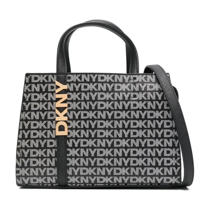 Дамска чанта, DKNY, 2024, естествена кожа, черна