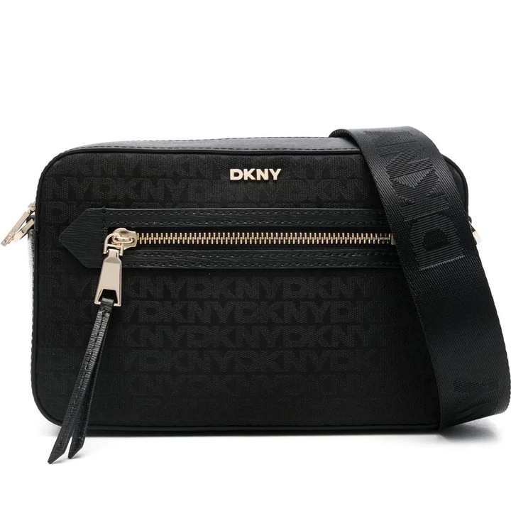 Crossbody táska, DKNY, 2024, természetes bőr, fekete