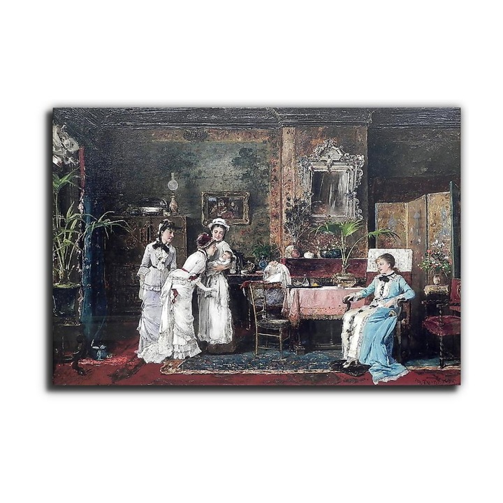 Munkácsy Mihály: A baba látogatói, vászonkép, 65x45