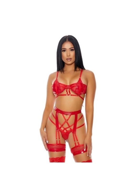 Dupla XL szett szexi fehérnemű ForPlay, piros, csipke, XL INTL