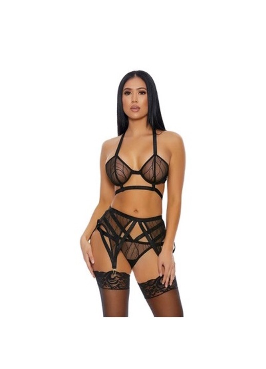 ForPlay szexi fehérnemű szett, fekete, XL, XL INTL