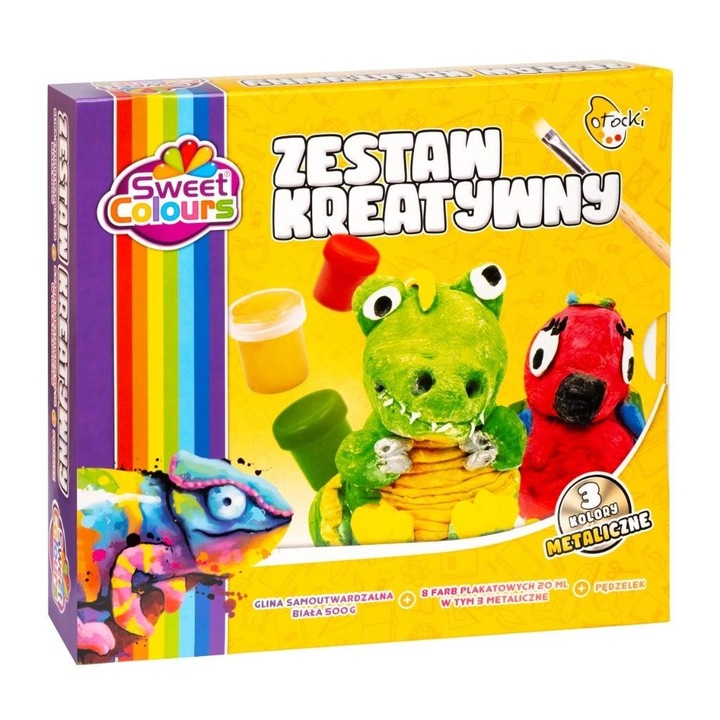Kreatív készlet 8 szín, Édes színek, 3 metál szín, ecset, 424x238mm