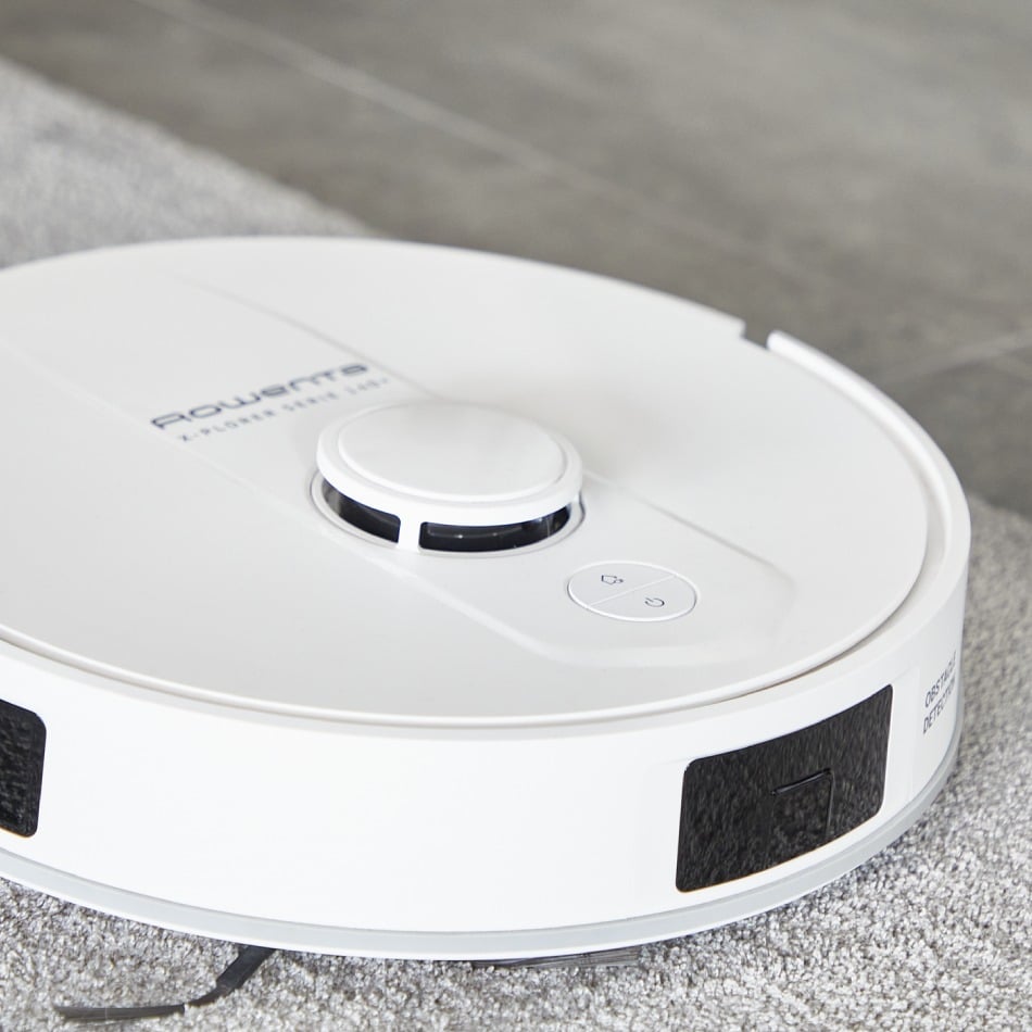 Aspirator robot Rowenta X-Plorer Serie 140 RR9177WH, putere aspirare 5000 Pa, 4 trepte de putere, autonomie de pana la 120 minute, recipient apa 0.32L, alb