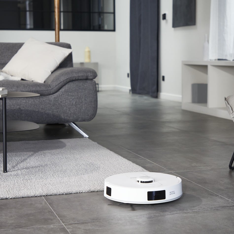 Aspirator robot Rowenta X-Plorer Serie 140 RR9177WH, putere aspirare 5000 Pa, 4 trepte de putere, autonomie de pana la 120 minute, recipient apa 0.32L, alb