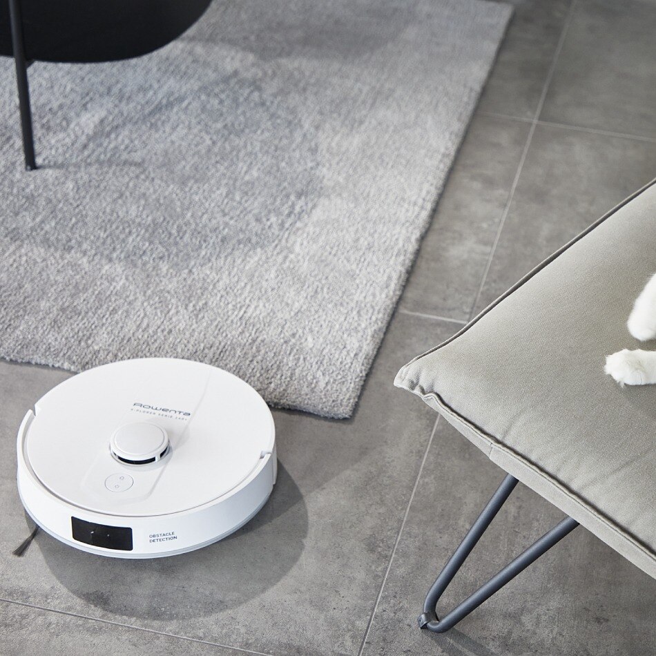Aspirator robot Rowenta X-Plorer Serie 140 RR9177WH, putere aspirare 5000 Pa, 4 trepte de putere, autonomie de pana la 120 minute, recipient apa 0.32L, alb
