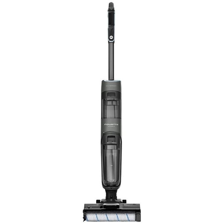 Aspirator cu spalare Rowenta X-Clean 4 GZ5035WO, 200 W, 425 RPM, ecran LED, functie autocuratare, pana la 50 min autonomie, baza de incarcare, nivel scazut de zgomot, gri & negru