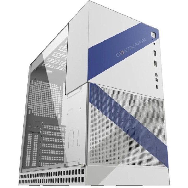 Компютърна кутия Geometric Future Model 4 Lancelot, Бял/син, Middle Tower