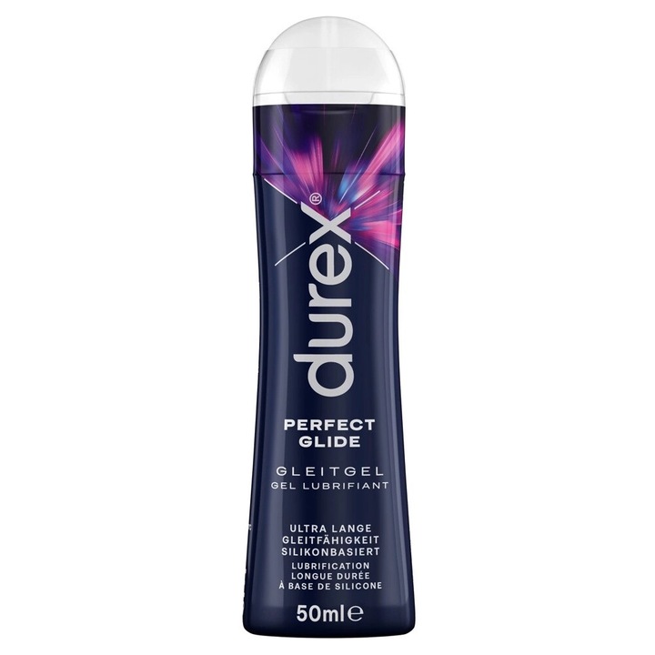 Lubrifiant Durex Perfect Glide, 50ml, sigur pentru prezervative latex, compatibil cu jucarii din silicon