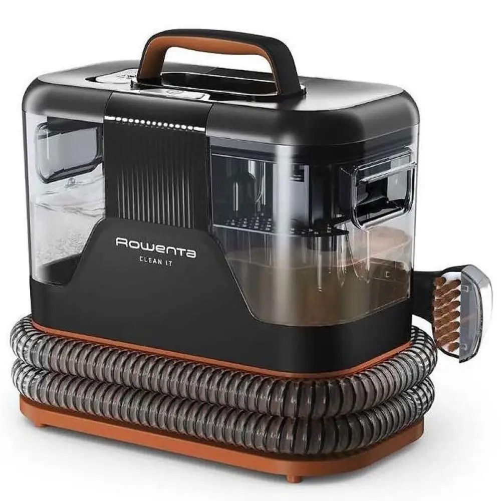 Aspirator portabil pentru covoare Rowenta Clean It IN5011F0, 400 W, recipient pentru apa detasabil, functie autocuratare, portocaliu & negru
