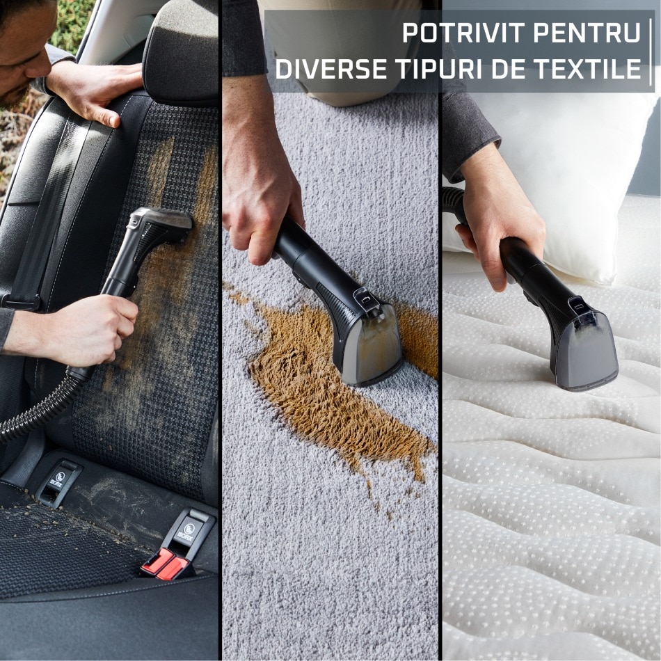 Aspirator portabil pentru covoare Rowenta Clean It IN5011F0, 400 W, recipient pentru apa detasabil, functie autocuratare, portocaliu & negru