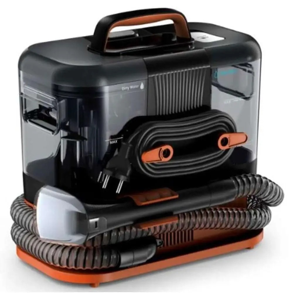 Aspirator portabil pentru covoare Rowenta Clean It IN5011F0, 400 W, recipient pentru apa detasabil, functie autocuratare, portocaliu & negru