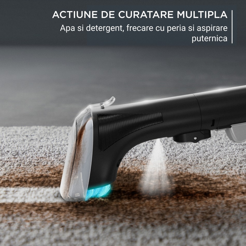 Aspirator portabil pentru covoare Rowenta Clean It IN5011F0, 400 W, recipient pentru apa detasabil, functie autocuratare, portocaliu & negru