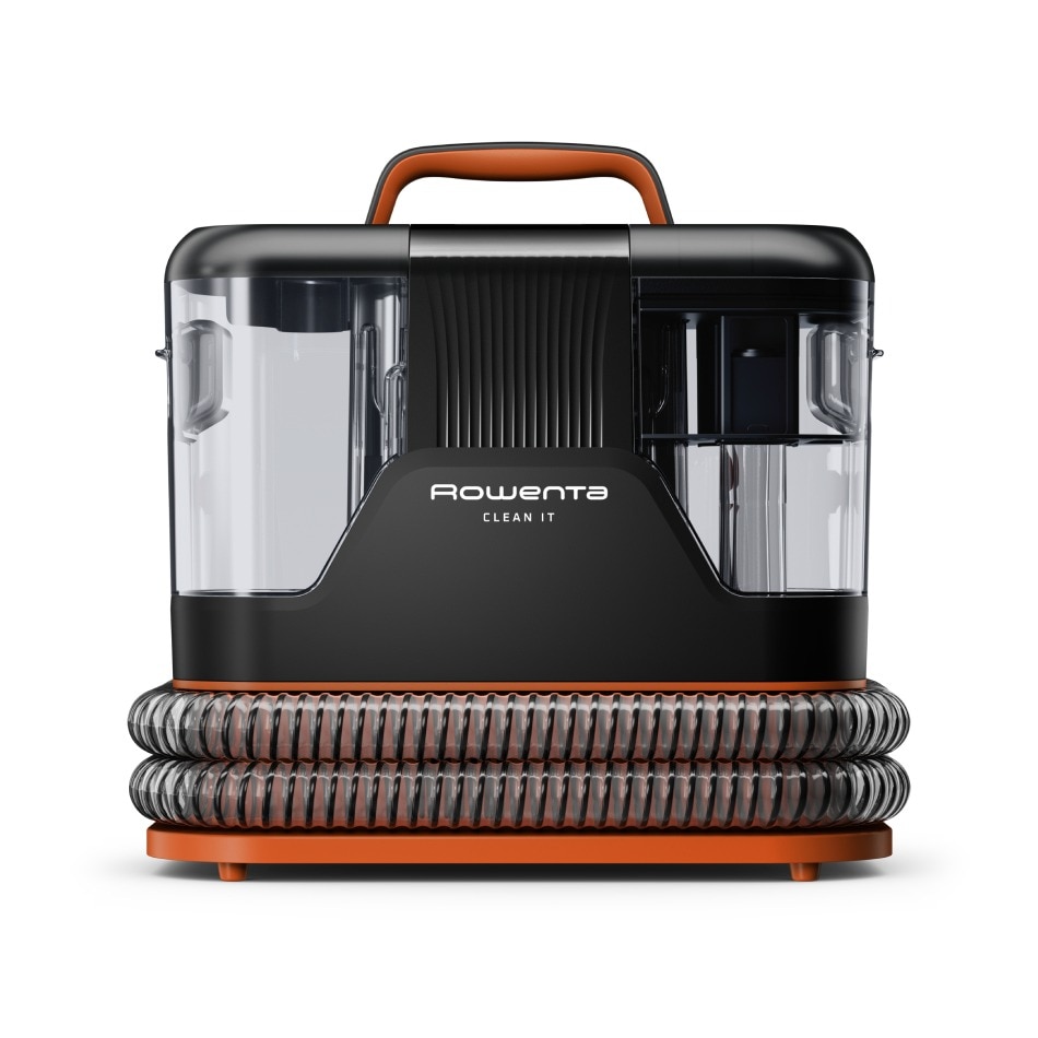 Aspirator portabil pentru covoare Rowenta Clean It IN5011F0, 400 W, recipient pentru apa detasabil, functie autocuratare, portocaliu & negru