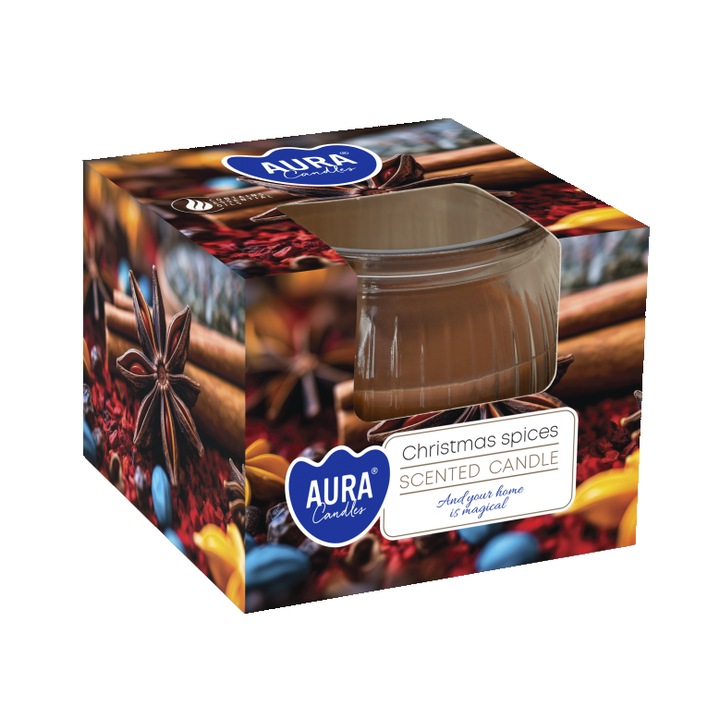 Декоративна свещ Aura с аромат на канела и анасон, 80 g, SN69-406