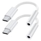 Set 2 adaptor usb c digital la mufa pentru casti de 3.5 mm, SINBINTA, Adaptor audio, Decodare digitala DAC cip, Headphone aux cable, Transmisie de mare viteza, Durabil, Compatibil cu android/iPhone 15/16serie, Plastic,12cm, Alb