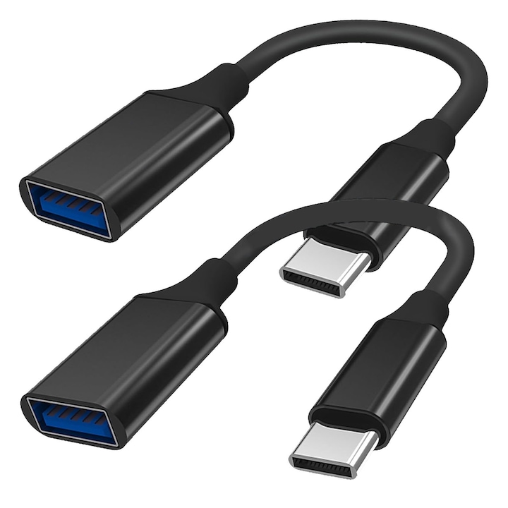 Type-C към USB 3.0 адаптер, SINBINTA, OTG адаптерен кабел USB 3.0 женски към USB тип C мъжки, високоскоростно предаване, издръжлив, съвместим с лаптоп, таблет или смартфон с USB Type-C конектор (с изключение на iPad Pro), метален, 17 см, черен