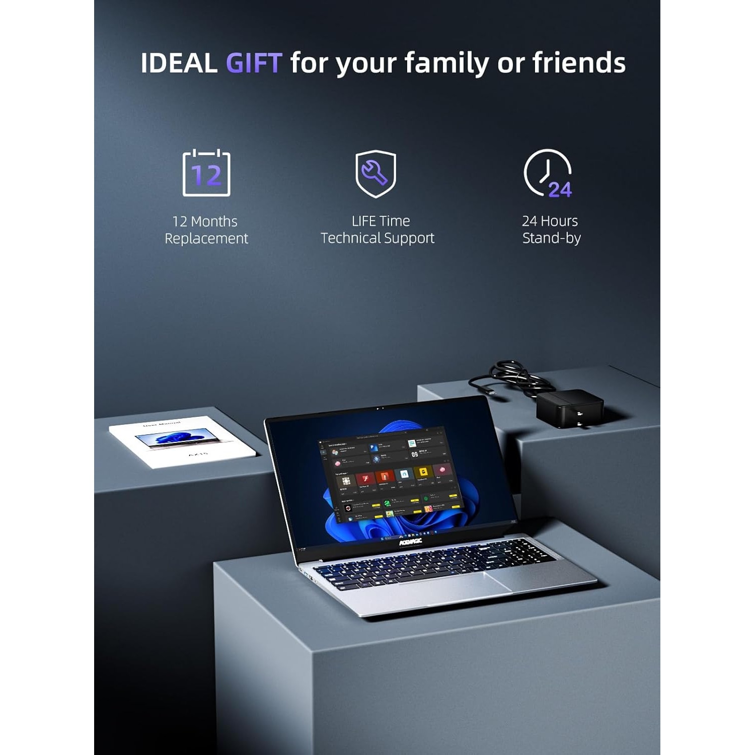 Laptop ACEMAGIC 15.6''cu procesor Intel® Twin Lake N150 pana la 3.6 GHz, 16GB DDR4 RAM, 512GB SSD, Windows 11 Pro