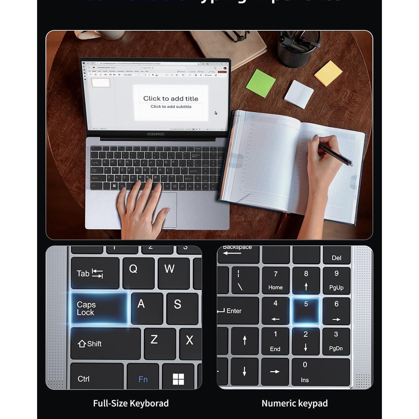 Laptop ACEMAGIC 15.6''cu procesor Intel® Twin Lake N150 pana la 3.6 GHz, 16GB DDR4 RAM, 512GB SSD, Windows 11 Pro